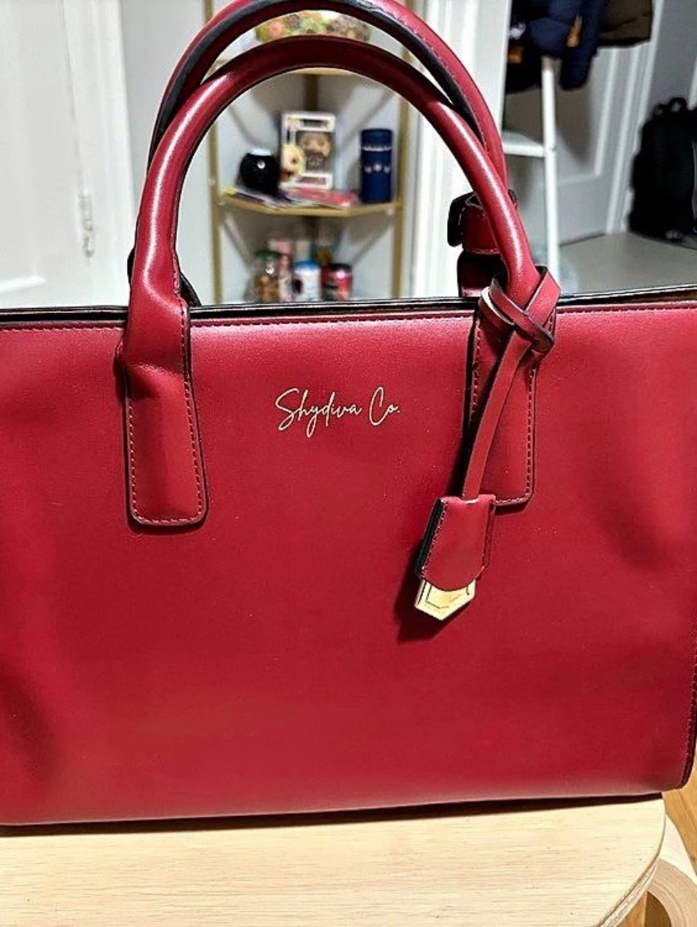 Shydiva Co Burgundy Structured Tote